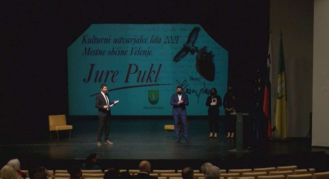 Razglasitev kulturnega ustvarjalca Mestne občine Velenje 2021 na osrednji občinski slovesnosti ob slovenskem kulturnem prazniku.