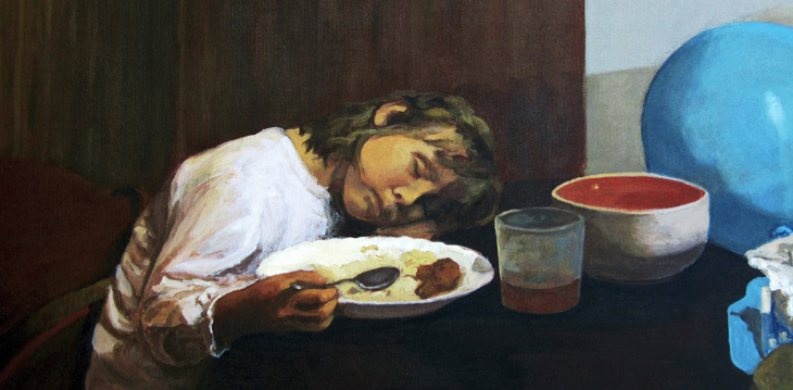 Foto: Ajda Potočnik, "Potrebujem počitek", akril na platnu, 2025