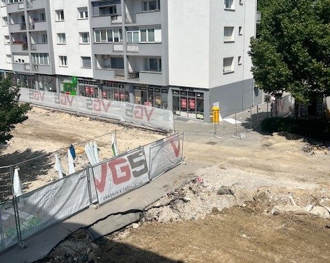 Pogled na gradbišče - Cankarjeva, junij 2025