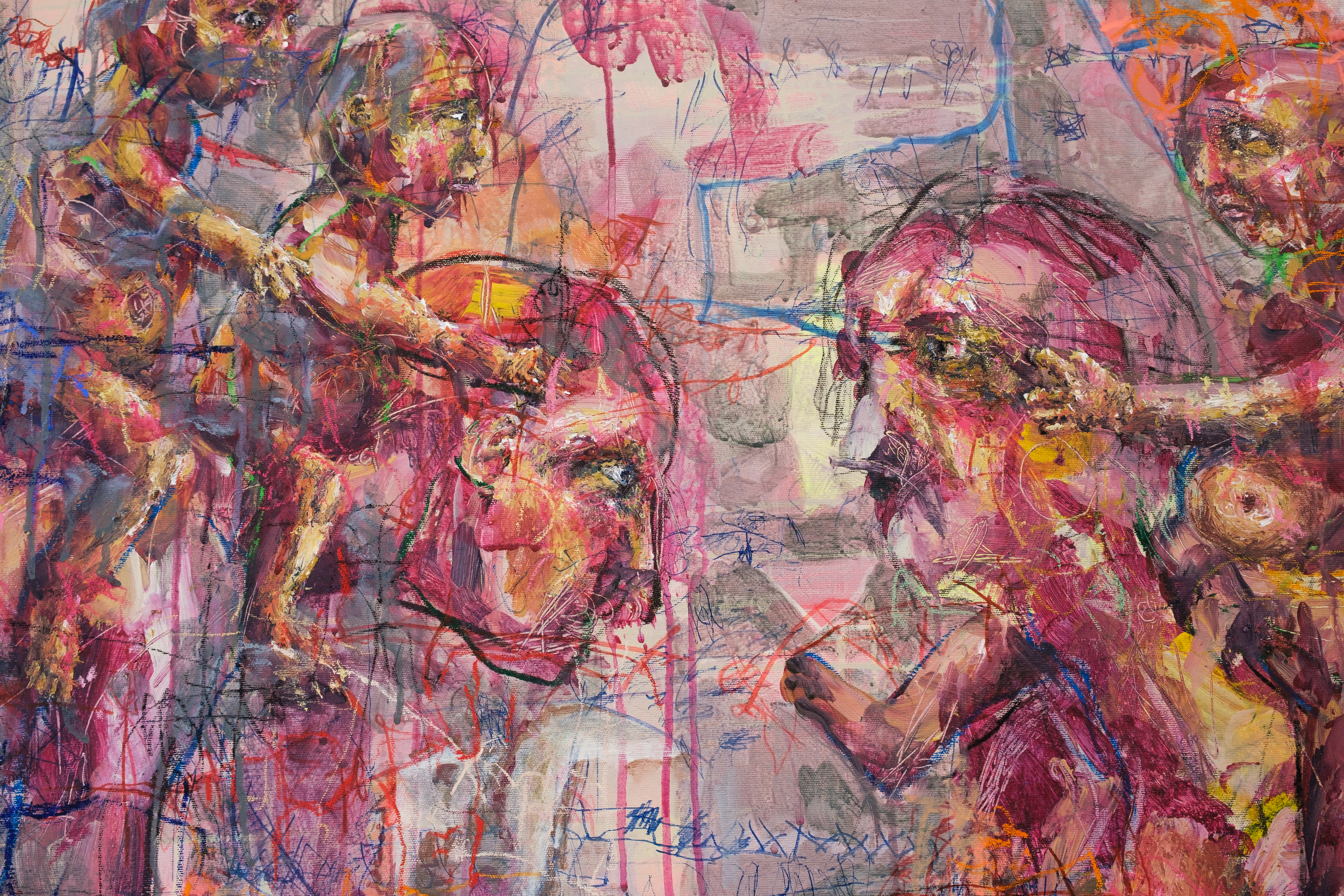 When did we start cognitive dissonance?, 2025, mešana tehnika na platnu 130x155